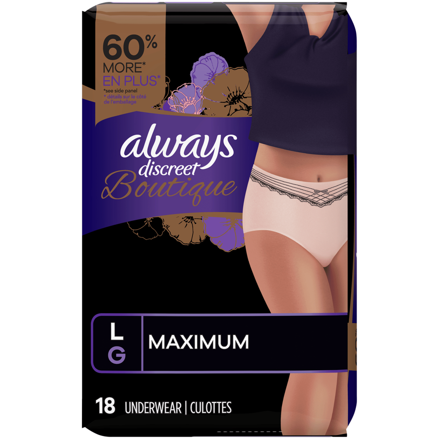 Always Discreet Boutique Max Incontinence Underwear, Large, 18 ct